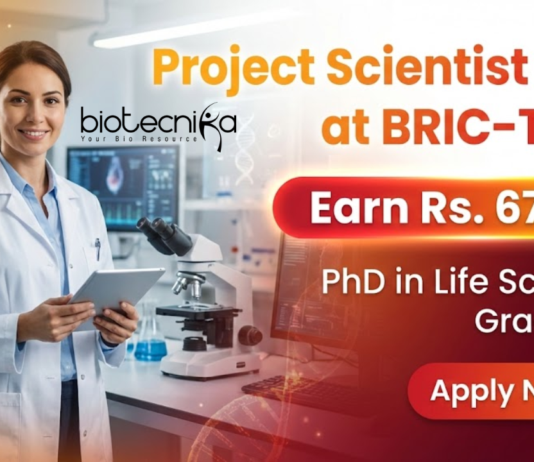 Project Scientist Jobs at BRIC-THSTI under BRIC THSTI Recruitment for Life Science Jobs