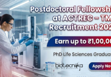 Postdoctoral Fellowship at ACTREC – TMC Recruitment 2026 | Earn up to ₹1,00,000 Postdoctoral Fellowship at ACTREC under TMC Recruitment 2026