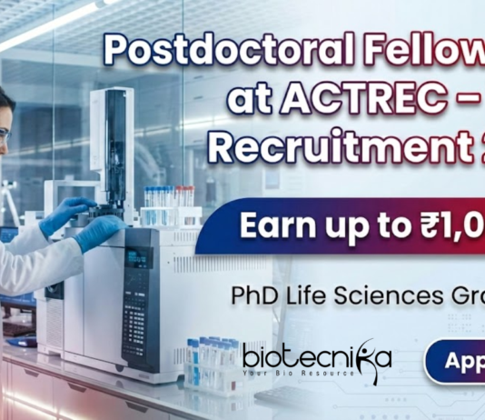 Postdoctoral Fellowship at ACTREC under TMC Recruitment 2026