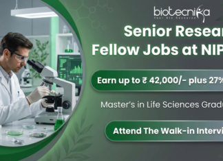 Senior Research Fellow Jobs at NIPGR | Life Sciences Candidates, Attend The Walk-in Interview Senior Research Fellow Jobs at NIPGR under NIPGR Recruitment for Life Science Research