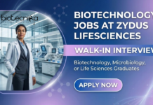 Biotechnology Jobs at Zydus Lifesciences | Attend The Walk-in Interview Biotechnology jobs at Zydus Lifesciences in vaccine technologyBiotechnology jobs at Zydus Lifesciences in vaccine technology