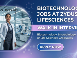 Biotechnology jobs at Zydus Lifesciences in vaccine technologyBiotechnology jobs at Zydus Lifesciences in vaccine technology