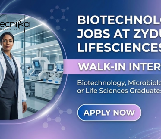 Biotechnology jobs at Zydus Lifesciences in vaccine technologyBiotechnology jobs at Zydus Lifesciences in vaccine technology