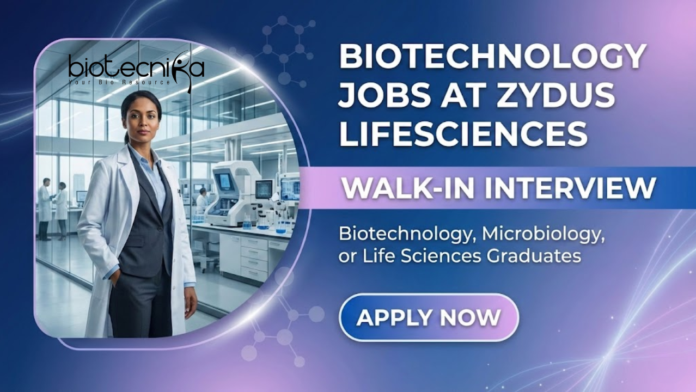 zydus Biotechnology jobs at Zydus Lifesciences in vaccine technologyBiotechnology jobs at Zydus Lifesciences in vaccine technology