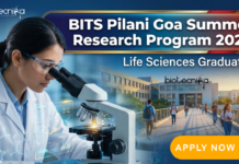 BITS Pilani Goa Summer Research Program 2026 | Life Science Internship for UG & PG Students