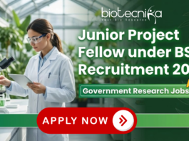Junior Project Fellow BSI Recruitment 2026 – Government Research Jobs in NMHS Project