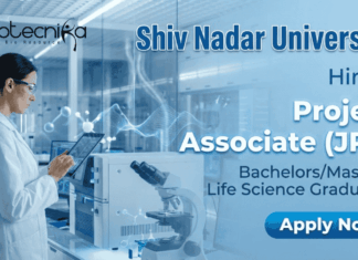 Life Sciences JRF Project Associate at Shiv Nadar University Recruitment 2026 | Apply Now Project Associate Junior Research Fellow Shiv Nadar University Recruitment Neuroscience Lab Job 2026