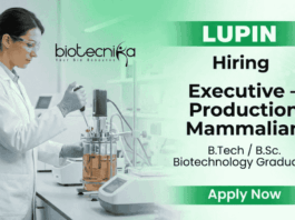 Executive Job at Lupin for Production Mammalian | Biotechnology Jobs | Apply Now Executive Job at Lupin biotechnology jobs Pune production mammalian role