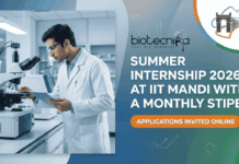 Summer Internship 2026 at IIT Mandi – Get Stipend of Rs. 10k pm, Apply Online Summer Internship 2026 at IIT Mandi research internship for life science students