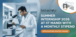 Summer Internship 2026 at IIT Mandi research internship for life science students