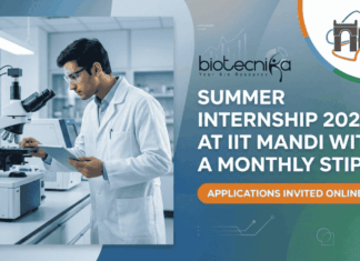 Summer Internship 2026 at IIT Mandi research internship for life science students