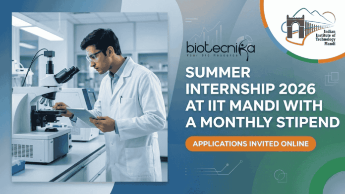Summer Internship 2026 at IIT Mandi research internship for life science students