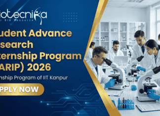 SARIP 2026 Internship Program for PG Students at IIT Kanpur | Life Sciences | Apply Online SARIP 2026 internship program IIT Kanpur career research internship India