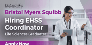 Life Science Jobs at BMS – EHSS Coordinator Vacancy | Life Science Graduates Apply Now Life science jobs at BMS EHSS Coordinator Hyderabad