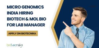 Biotech Lab Manager Jobs at Micro Genomics India, Apply on Biotecnika