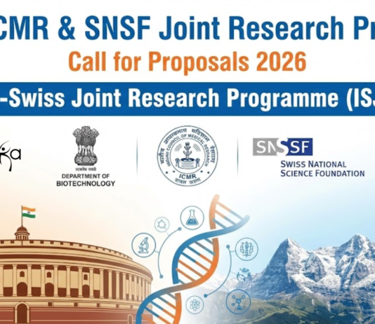 Apply for the Indo-Swiss Joint Research Call for Proposal 2026. Focus on One Health. Funding up to ₹2.5 Cr / CHF 400k.