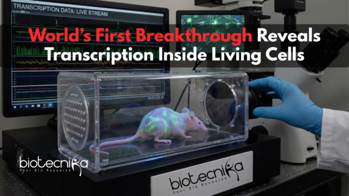 World-First Mouse Lets Scientists Watch Transcription Live World-first mouse model showing glowing transcription activity inside living cells