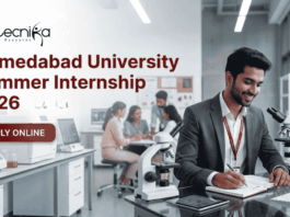 Ahmedabad University Summer Internship 2026 life science research internship apply online