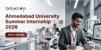 Ahmedabad University Summer Internship 2026, Apply Online Ahmedabad University Summer Internship 2026 life science research internship apply online