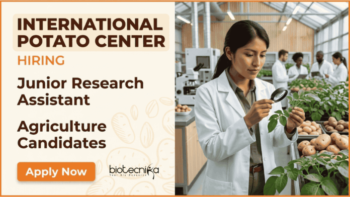 Agriculture Apply for Agriculture Jobs at International Potato Center. Junior Research Assistant role in Agra offering Hands-On Research Jobs.