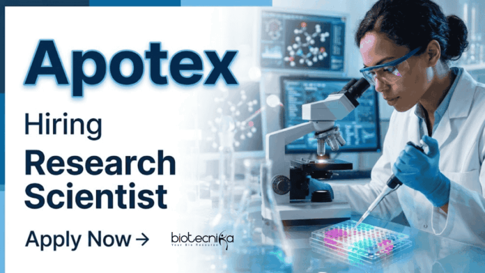 Apotex (2) Apply for Research Scientist Jobs under Apotex Career. Life Sciences Jobs in Bangalore with Bioanalytical Research and Pharma Experience.