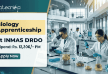 INMAS DRDO Apprenticeship for BSc Biology Candidates with Stipend of Rs. 12,300/- PM | Apply Now Apply for INMAS DRDO Apprenticeship 2026 under DRDO Recruitment. Best Opportunity for Students Looking for Biology Career.
