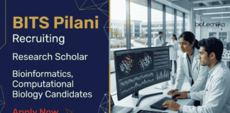 Bioinformatics Research Jobs at BITS Pilani | Apply Now for Computational Biology Career Apply for Bioinformatics Jobs through BITS Pilani Recruitment. PhD Research Position in Computational Biology with Fellowship in Hyderabad.