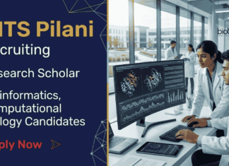 Bioinformatics Research Jobs at BITS Pilani | Apply Now for Computational Biology Career Apply for Bioinformatics Jobs through BITS Pilani Recruitment. PhD Research Position in Computational Biology with Fellowship in Hyderabad.