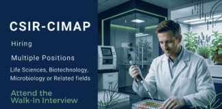 Govt Research Jobs for Life Sciences Candidates | Attend the Walk-In Interview At CSIR-CIMAP CSIR CIMAP Recruitment 2026 for Research Jobs. Build your Career in Life Sciences with Project Associate Roles through Walk-In in Bangalore.