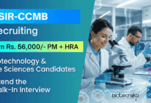 Research Scientist Job at CCMB | Earn Rs. 56,000/- PM | Life Sciences Candidates Attend the Walk-In Interview CCMB Recruitment: Research Scientist Job in Hyderabad. Start your Life Sciences Career with ₹56,000 salary. Attend the Walk-In Interview