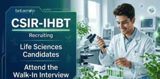 Govt Research Job Opening | CSIR-IHBT is Seeking Life Sciences Candidates | Attend the Walk-In Interview Apply for IHBT Recruitment Research Jobs. Build your Career in Life Sciences with CSIR projects offering ₹42,000 salary and lab experience.