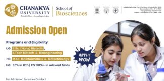 Chanakya School of Biosciences Admissions 2026 Open | UG & PG Courses, Apply Now. Chanakya University Admissions 2026.