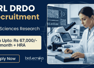 Life Sciences Research Jobs at DRL, DRDO | Earn Upto Rs. 67,000/- + HRA PM DRL DRDO Recruitment for Junior Research Fellow & Research Associate positions. Apply for Life Sciences Research Jobs before March 31.