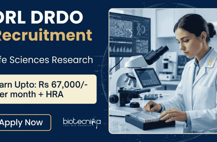 Life Sciences Research Jobs at DRL, DRDO | Earn Upto Rs. 67,000/- + HRA PM DRL DRDO Recruitment for Junior Research Fellow & Research Associate positions. Apply for Life Sciences Research Jobs before March 31.