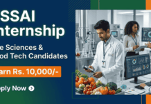 FSSAI Internship for Life Sciences and Food Tech Candidates | Earn Rs. 10,000/- | Apply Now Apply for FSSAI Internship 2026, a Government Internship in Life Sciences with Stipend, Certification, and Real Experience.