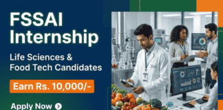 Apply for FSSAI Internship 2026, a Government Internship in Life Sciences with Stipend, Certification, and Real Experience.