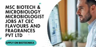 MSc Biotech & Microbiology Microbiologist Jobs at CEC Flavours and Fragrances Pvt Ltd, Apply on Biotecnika