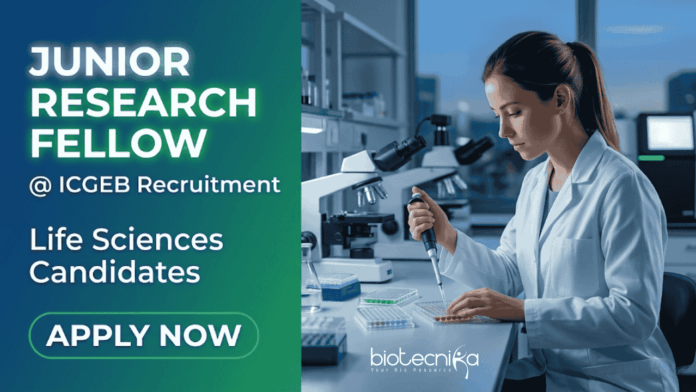 ICGEB Recruitment for Junior Research Fellow. Apply for Research Jobs to Build a Career in Life Sciences in Prestigious Institute.