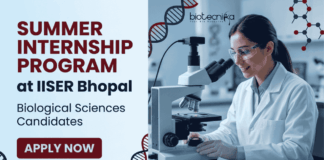 IISER Bhopal Summer Internship 2026 announced. Apply Now for Biological Science Internship and Gain Hands-On Research Experience.