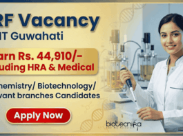 IIT Guwahati Seeking Junior Research Fellow | Earn Rs 44,910/- | Apply Now for Biotechnology Career Apply for Junior Research Fellow at IIT Guwahati Recruitment 2026. Great Opportunity for Biotechnology Career with NET/GATE Qualification.