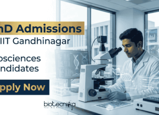 PhD Admissions 2026 Open at IIT Gandhinagar | Biosciences Candidates Apply Now Apply for PhD Admissions at IIT Gandhinagar. Advance your Biosciences Career with world-class research, fellowships, and faculty mentorship.