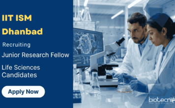 Junior Research Fellow Vacancy at IIT ISM Dhanbad | MSc Life Sciences Candidates Apply Now Apply for Junior Research Fellow under IIT ISM Recruitment 2026. Build Your Career in Life Sciences with ₹37,000 Fellowship. Apply Now.