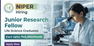 Junior Research Fellow Job at NIPER Recruitment 2026 | Life Science Jobs | Apply Now Junior Research Fellow Job at NIPER Recruitment 2026 for Life Science Jobs in Hyderabad