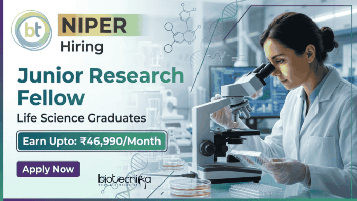 Junior Research Fellow Job at NIPER Recruitment 2026 for Life Science Jobs in Hyderabad