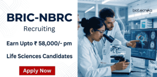 Govt Life Sciences Research Scientist Job at BRIC-NBRC | Earn Upto ₹ 58,000/- pm NBRC Recruitment Invites Applications for Research Scientist Jobs. Apply Now and Advance your Career in Life Sciences Neuroscience Research.