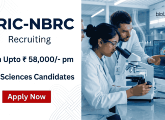 Govt Life Sciences Research Scientist Job at BRIC-NBRC | Earn Upto ₹ 58,000/- pm NBRC Recruitment Invites Applications for Research Scientist Jobs. Apply Now and Advance your Career in Life Sciences Neuroscience Research.