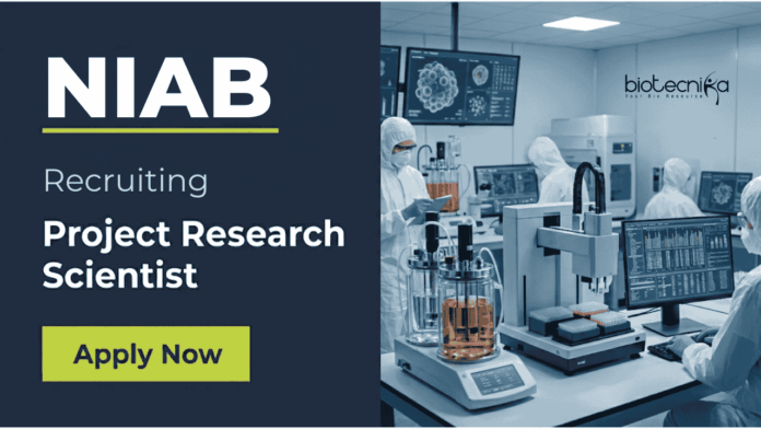 NIAB (1) NIAB Recruitment 2026 Announces Life Sciences Jobs and Molecular Biology Jobs under ICMR Funded Tuberculosis Research Project in Hyderabad.