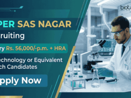 Biotechnology Research Scientist Jobs at NIPER S.A.S. Nagar Mohali | Earn Rs. 56,000/-p.m. + HRA | Apply Now Apply for NIPER Recruitment. Explore Research Scientist Jobs and Build a Career in Life Sciences with ₹56,000 Salary and PhD Opportunity.