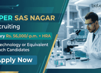 Biotechnology Research Scientist Jobs at NIPER S.A.S. Nagar Mohali | Earn Rs. 56,000/-p.m. + HRA | Apply Now Apply for NIPER Recruitment. Explore Research Scientist Jobs and Build a Career in Life Sciences with ₹56,000 Salary and PhD Opportunity.