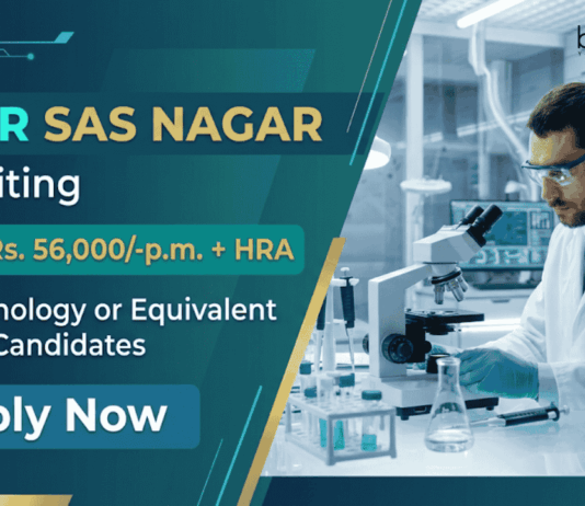 Biotechnology Research Scientist Jobs at NIPER S.A.S. Nagar Mohali | Earn Rs. 56,000/-p.m. + HRA | Apply Now Apply for NIPER Recruitment. Explore Research Scientist Jobs and Build a Career in Life Sciences with ₹56,000 Salary and PhD Opportunity.